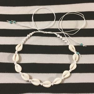 Hawaiian Cowrie Shell Choker Necklace White